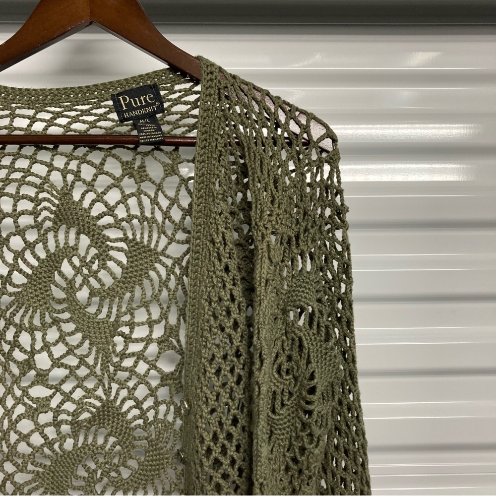 Pur Sage Green Open Knit Cardigan - Picture 6 of 14